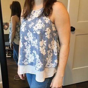 Blue and white XS halter blouse
